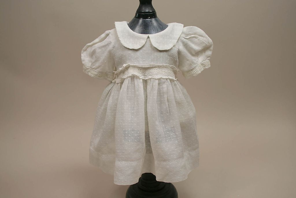 Early Swiss Dotted Cotton Doll Dress With Full Slip Circa 1920 Early Swiss Dotted Cotton Doll Dress With Full Slip Circa 1920