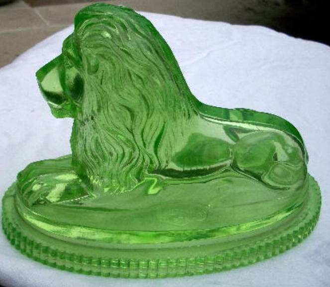 Lion John Derbyshire 1874 Green Yellow Uranium Pressed Glass From Sharnantiques On Ruby Lane