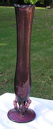 Purple Amethyst 3 Footed Twig Branch Bud Vase UNUSUAL Purple Amethyst 3 Footed Twig Branch Bud Vase UNUSUAL
