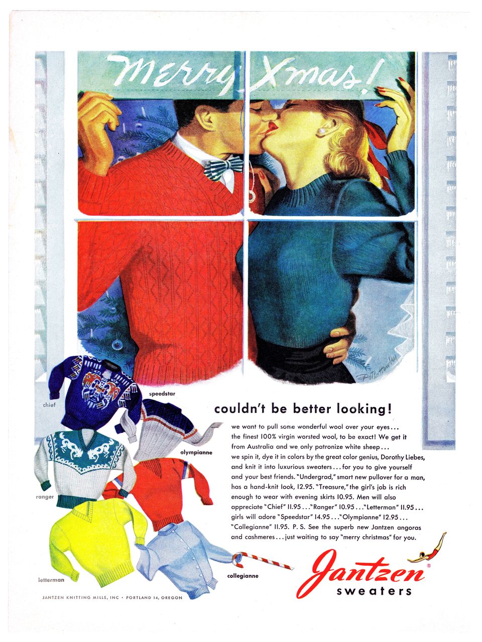 1948 Ads - JANTZEN Sweaters ~ 'Merry Xmas' / STUDEBAKER (on reverse) 1948 Ads - JANTZEN Sweaters ~ 'Merry Xmas' / STUDEBAKER (on reverse)