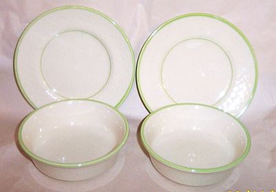 2 Franciscan Mint Weave Salad Plates & Soup Bowls 2 Franciscan Mint Weave Salad Plates & Soup Bowls