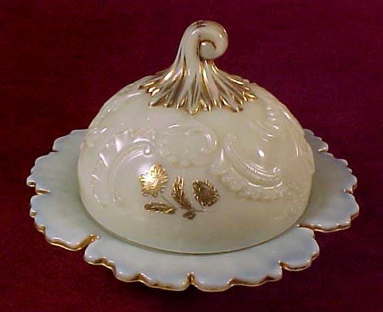 Northwood "Louis XV" Custard Butter Dish Northwood "Louis XV" Custard Butter Dish