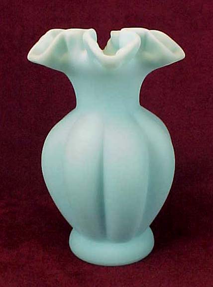 Fenton Blue Satin 6" Melon Vase Fenton Blue Satin 6" Melon Vase