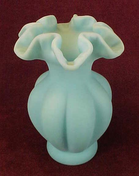 Fenton Blue Satin 6" Melon Vase Fenton Blue Satin 6" Melon Vase