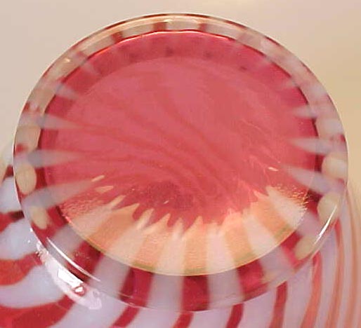 Fenton's Cranberry Cased Glass Swirl Ruffled Vase, 1950s Fenton's Cranberry Cased Glass Swirl Ruffled Vase, 1950s