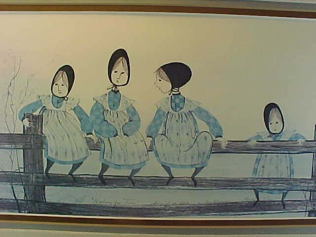 P. Buckley Moss Framed Print, "Waiting For Tom" - 1982 P. Buckley Moss Framed Print, "Waiting For Tom" - 1982