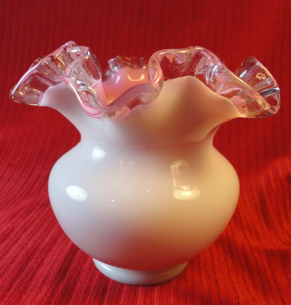 Fenton's Peach Blow Double Crimped 5" vase Fenton's Peach Blow Double Crimped 5" vase