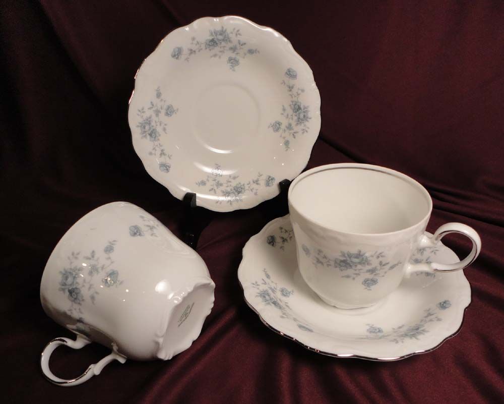 Johann Haviland "Blue Garland" Flat Cups/Saucers w/Bavarian Backstamp (2 sets of 2 available) Johann Haviland "Blue Garland" Flat Cups/Saucers w/Bavarian Backstamp (2 sets of 2 available)