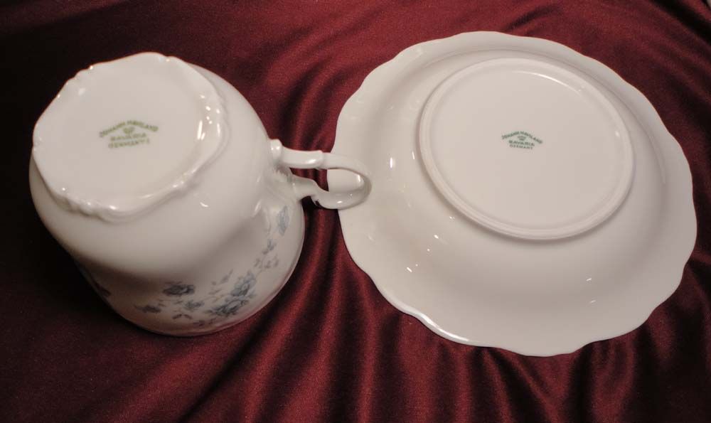 Johann Haviland "Blue Garland" Flat Cups/Saucers w/Bavarian Backstamp (2 sets of 2 available) Johann Haviland "Blue Garland" Flat Cups/Saucers w/Bavarian Backstamp (2 sets of 2 available)