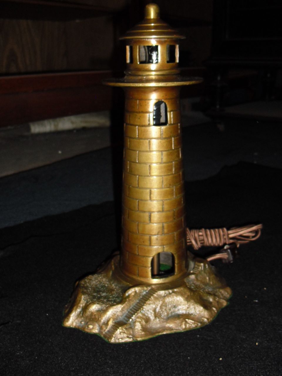 Cast Bronze Lighthouse Lamp Night Light from sherlocksantiquelights
