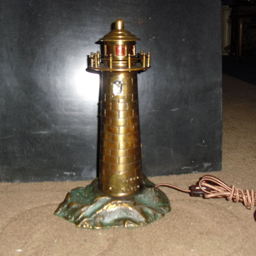 Cast Bronze Lighthouse Lamp Night Light from sherlocksantiquelights