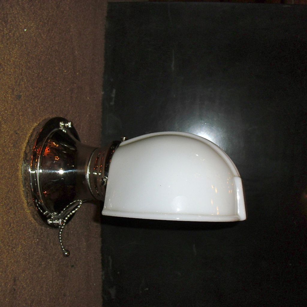Bathroom Sconce - Milk Glass Shade on Nickel Plated Fixture from ...