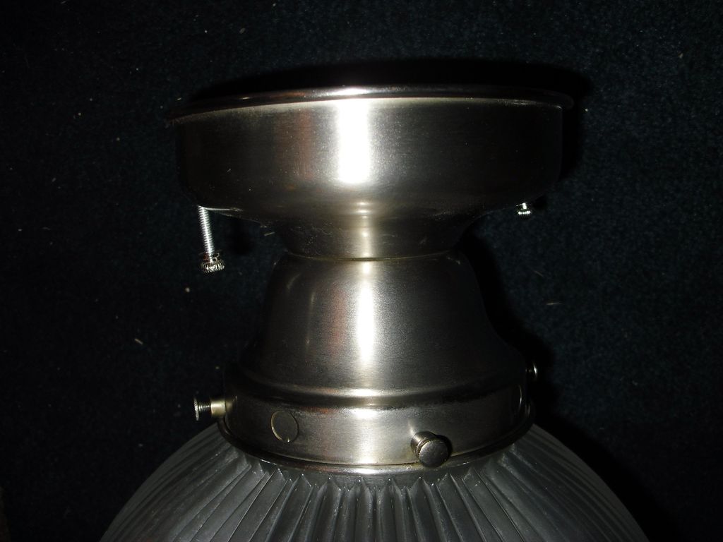 Holophane Clip Shade in Brushed Nickel Fixture Holophane Clip Shade in Brushed Nickel Fixture
