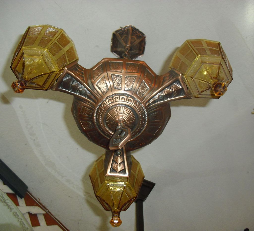 Art Deco 3 Light Slip Shade Chandelier Art Deco 3 Light Slip Shade Chandelier