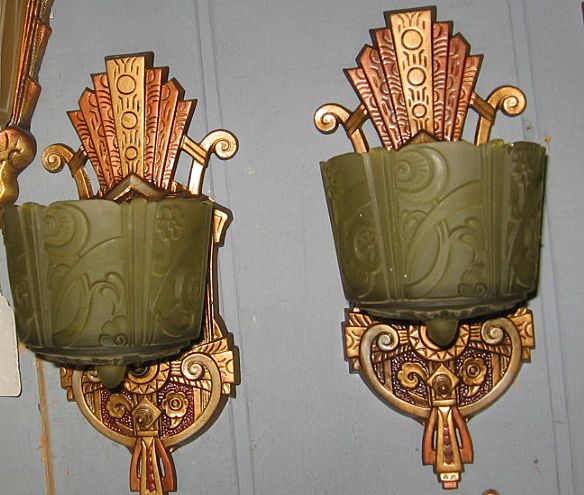 Art Deco Slip Shade Wall Sconces --Markel-- Art Deco Slip Shade Wall Sconces --Markel--