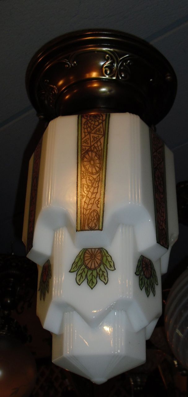 Art Deco Decorated Stylized Flush Mount Ceiling Light Art Deco Decorated Stylized Flush Mount Ceiling Light