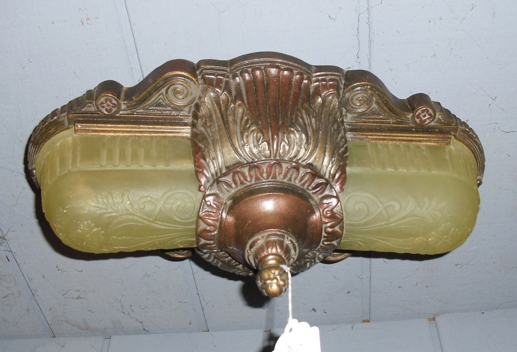 Art Deco Slip Shade Ceiling Light Fixture - 2 available Art Deco Slip Shade Ceiling Light Fixture - 2 available