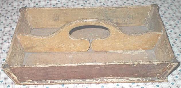 19th Century Pennsylvania Knife Box Tray Heart handle Dry Mustard Grain Paint 19th Century Pennsylvania Knife Box Tray Heart handle Dry Mustard Grain Paint