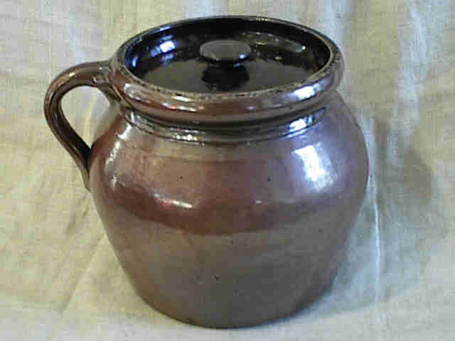 19th Century Redware Lidded Bean Pot 19th Century Redware Lidded Bean Pot