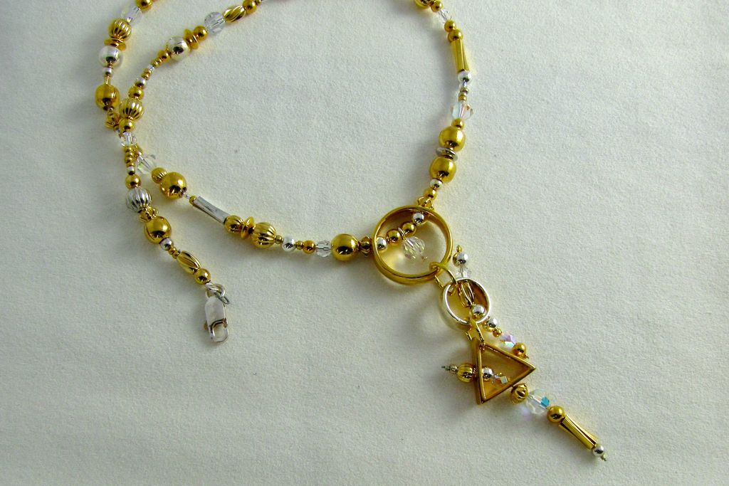 Plated Gold, Silver and Crystal Necklace Plated Gold, Silver and Crystal Necklace