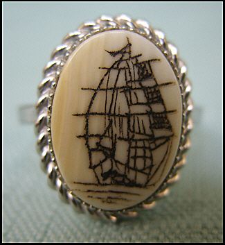 Lovely Sterling Vintage Carved Nautical Tall Ship Scrimshaw Ring Size 6.5 Lovely Sterling Vintage Carved Nautical Tall Ship Scrimshaw Ring Size 6.5
