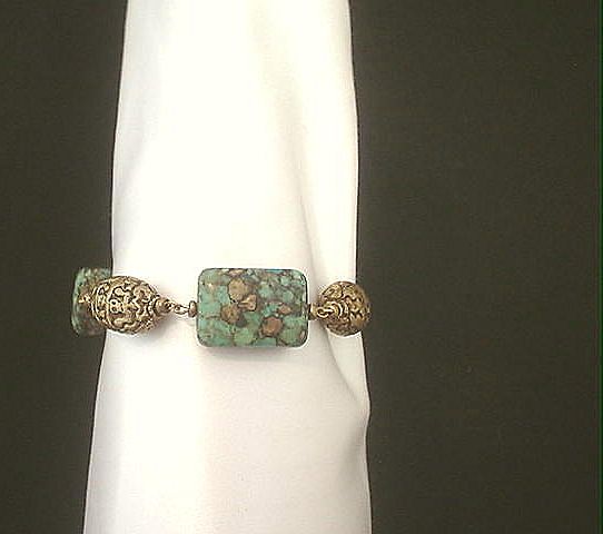 Tibetan Repousse and Magnesite Seahorse Bracelet Tibetan Repousse and Magnesite Seahorse Bracelet