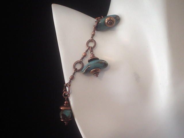 Blue Porcelain Copper Bracelet Blue Porcelain Copper Bracelet
