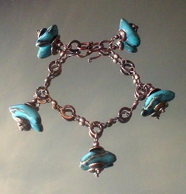 Blue Porcelain Copper Bracelet Blue Porcelain Copper Bracelet