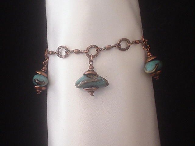 Blue Porcelain Copper Bracelet Blue Porcelain Copper Bracelet
