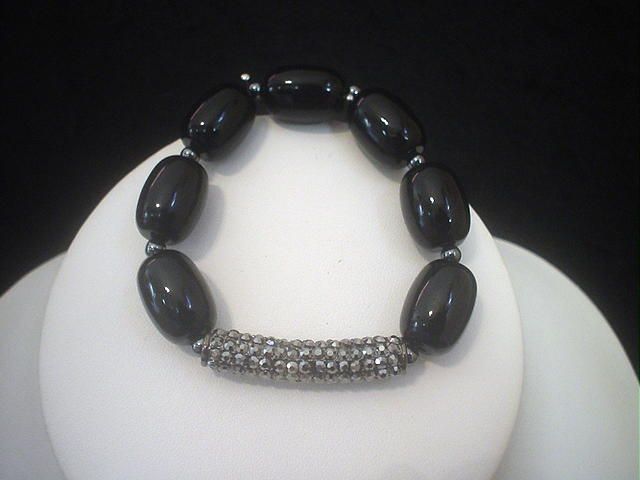 Black Onyx and Hematite Studded Bracelet Black Onyx and Hematite Studded Bracelet