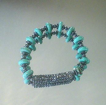 Turquoise and Hematite Studded Bracelet Turquoise and Hematite Studded Bracelet