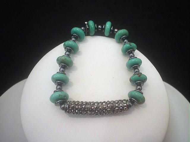 Turquoise and Hematite Studded Bracelet Turquoise and Hematite Studded Bracelet