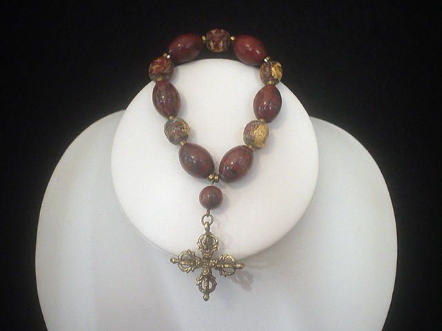 Double Dorje, Red Jasper and Buddha Bracelet Double Dorje, Red Jasper and Buddha Bracelet