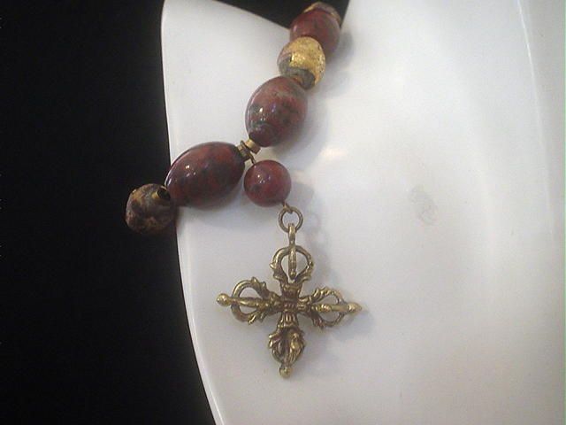 Double Dorje, Red Jasper and Buddha Bracelet Double Dorje, Red Jasper and Buddha Bracelet