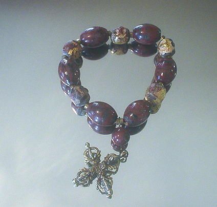 Double Dorje, Red Jasper and Buddha Bracelet Double Dorje, Red Jasper and Buddha Bracelet