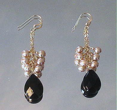 Black Onyx and Cultured Freshwater Pearl 14kt GF Earrings Black Onyx and Cultured Freshwater Pearl 14kt GF Earrings