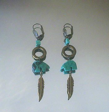 Turquoise Bear Fetish Earrings Turquoise Bear Fetish Earrings