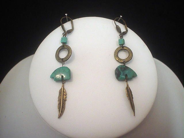 Turquoise Bear Fetish Earrings Turquoise Bear Fetish Earrings