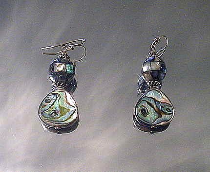 Abalone and Mother of Pearl Earrings and Lariat Necklace Abalone and Mother of Pearl Earrings and Lariat Necklace