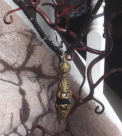 Black Onyx Tibetan Repousse Necklace Black Onyx Tibetan Repousse Necklace