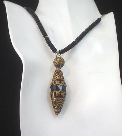 Black Onyx Tibetan Repousse Necklace Black Onyx Tibetan Repousse Necklace