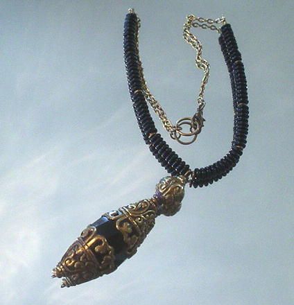 Black Onyx Tibetan Repousse Necklace Black Onyx Tibetan Repousse Necklace