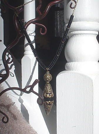 Black Onyx Tibetan Repousse Necklace Black Onyx Tibetan Repousse Necklace