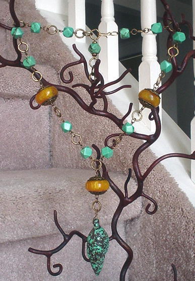 Tibetan Copal and Turquoise Necklace Tibetan Copal and Turquoise Necklace