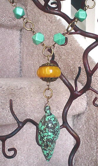 Tibetan Copal and Turquoise Necklace Tibetan Copal and Turquoise Necklace