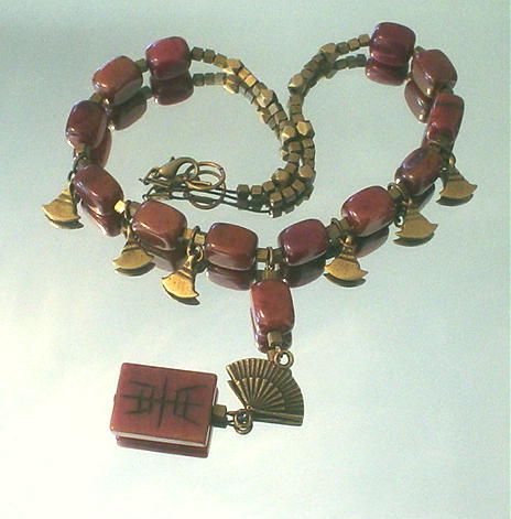 Soo Chow Jade and Brass Conch Necklace Soo Chow Jade and Brass Conch Necklace