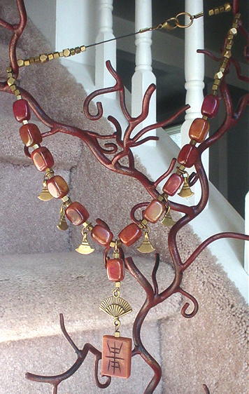Soo Chow Jade and Brass Conch Necklace Soo Chow Jade and Brass Conch Necklace