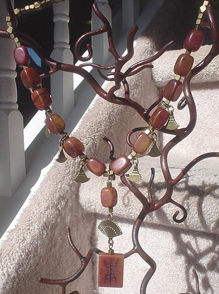 Soo Chow Jade and Brass Conch Necklace Soo Chow Jade and Brass Conch Necklace