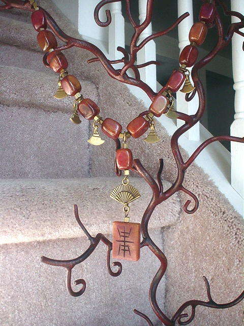 Soo Chow Jade and Brass Conch Necklace Soo Chow Jade and Brass Conch Necklace