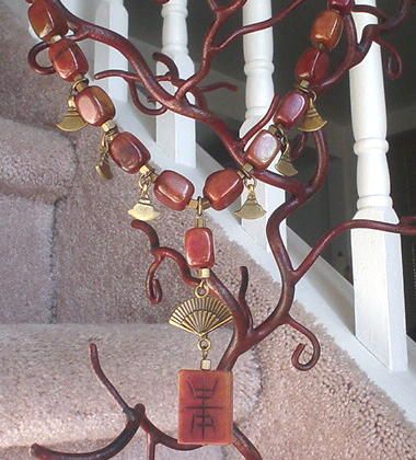 Soo Chow Jade and Brass Conch Necklace Soo Chow Jade and Brass Conch Necklace